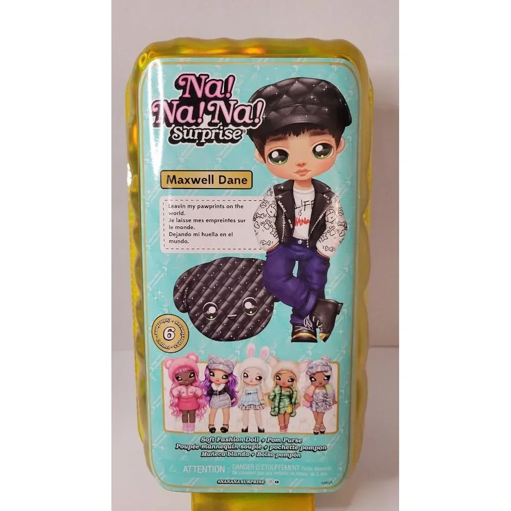 Na Na Na Surprise Glam Series Maxwell Dane Boy Fashion Doll Metallic Puppy Purse